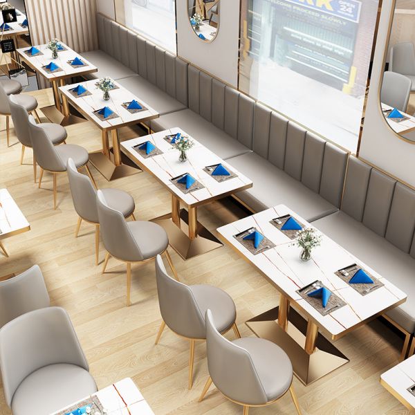 Iron Restaurant Dining Table And Chairs 120cm 4 Person Seats Elegant