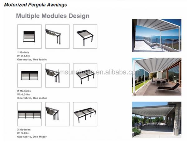 Sunshade Pergola Awning Kits Patio Rain Cover Roof PVC With LED Lights
