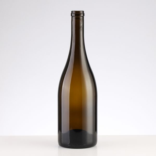 Пустая 750 мл оливково-зеленая круглая стеклянная бутылка с вином с пробкой
