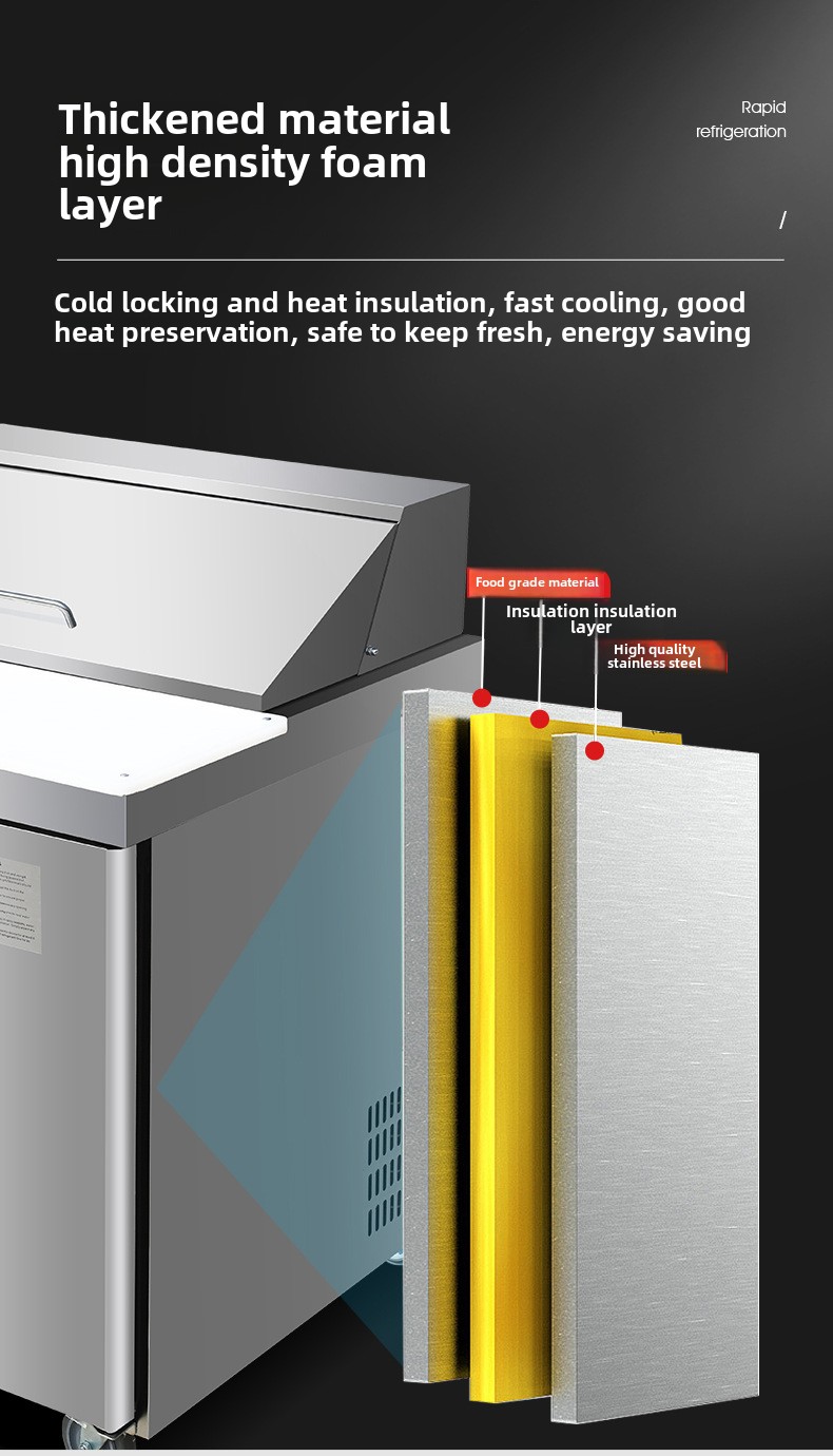 Commercial Stainless Steel 201 Pizza Prep Table with Automatic Defrost and Air Cooling System