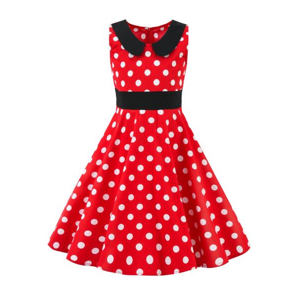 Girls Show Skirt Polka Dot Flower Doll Collar Retro Summer Children'S Clothing