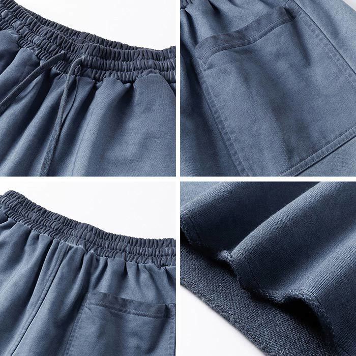 Casual Men's Sweatpants Shorts Loose Vintage Drawstring Shorts 320GSM 80% Cotton Blend