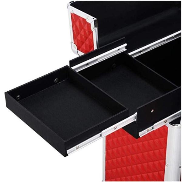 Large Capacity Makeup Train Case With 4 Retractable Trays & 1 Smooth Sliding