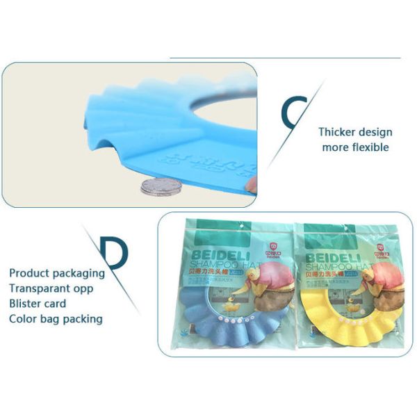 Soft Baby Shampoo Head Protector Care Shower , Baby Bath Hat EVA Material