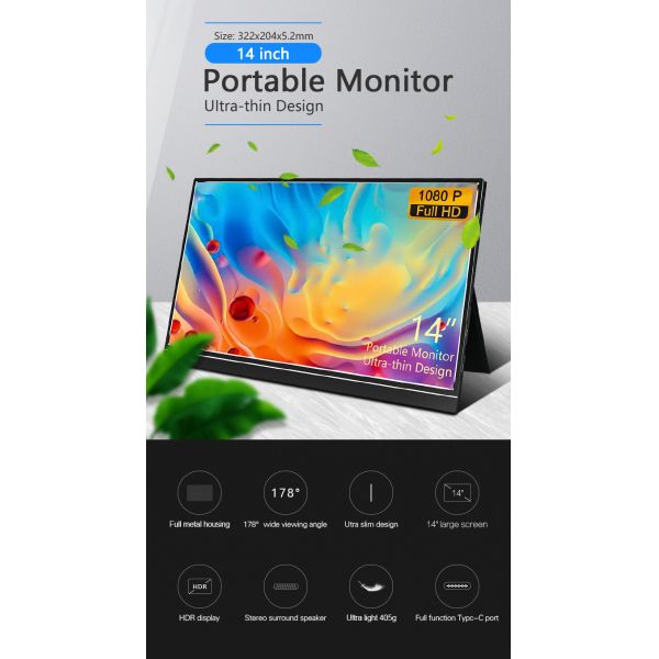 портативный монитор игры 14inches