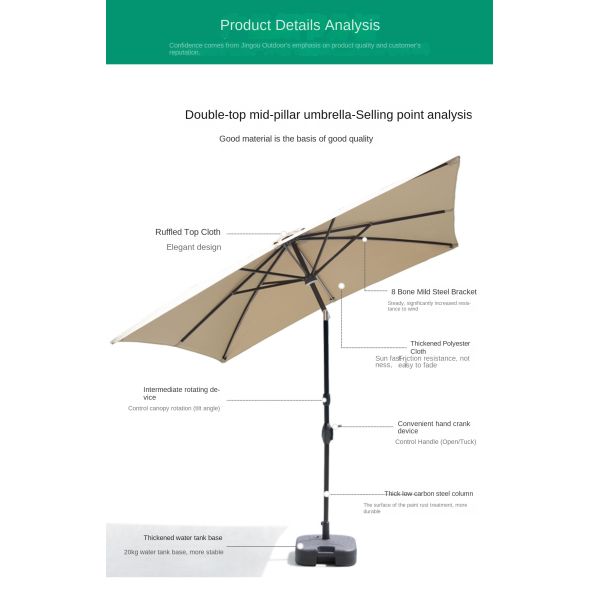 Aluminum Frame Garden Cantilever Parasol Umbrella Accept Customized OEM