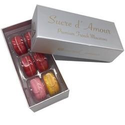 Caixa de presente do papel de Macaron do cartão do carimbo de ouro que empacota 6pcs com tampa