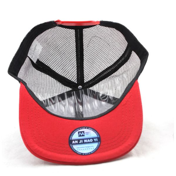 58cm Plain 5 Panel Mesh Trucker Hat Custom Embroidery Woven Patch