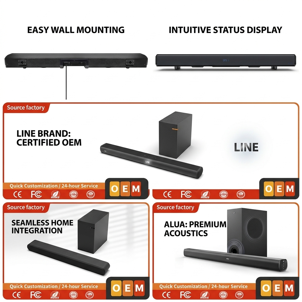 Wireless Soundbar Speaker ASW150-2.1UR 100W 89.5CM Subwoofer Surround Sound ARC HDMI