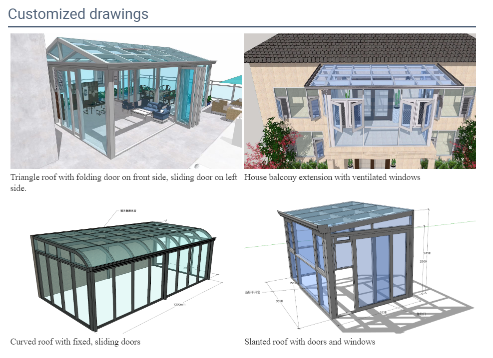 Backyard 6063 T5 Aluminium Glass Green House Tinted PVB laminated