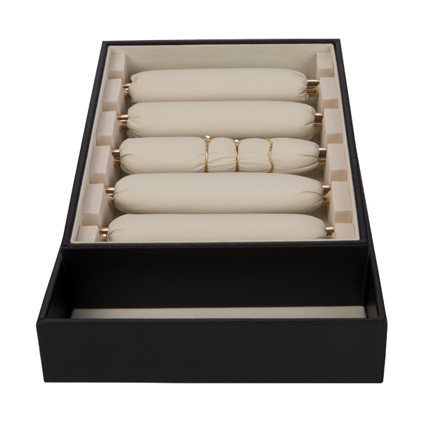 Черный роскошный случай хранения дисплея кольца, поднос дисплея изготовленного на заказ логотипа привесной