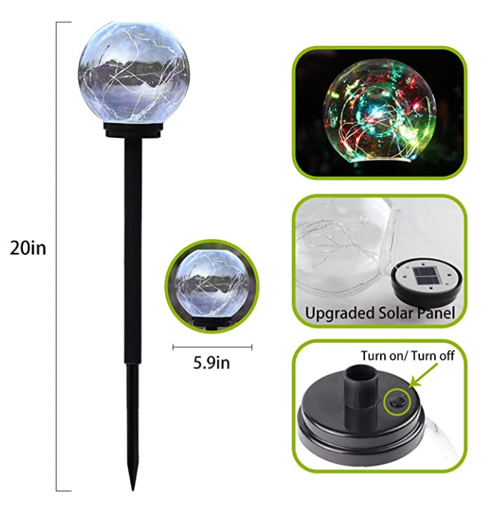 Waterproof IP44 1W Solar Powered Globe Garden Lights