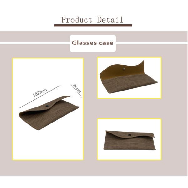 Pvc 182x86mm Handmade Leather Glasses Case Portable Holder Embossing Logo