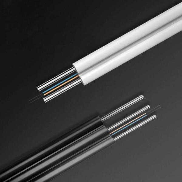 2 Cores FTTH fiber optic cable LSZH Outdoor with 3 Steel Wire FRP Strength Cables