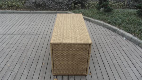 Resin Wicker Storage Box , All Weather Plastic Rattan Cushion Box