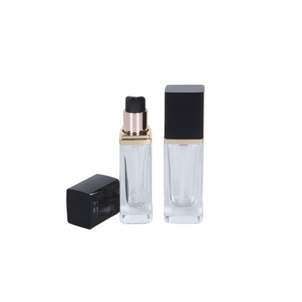 envase cosmético del cuadrado 0.5oz de la fundación del maquillaje hermético de cristal claro vacío de la botella