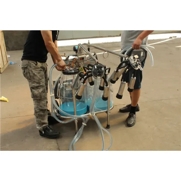 Mobile Vacuum Pump Type Cow Milking Machine with 220-380V Electric Power 1100W and 20-24 Cows/Hour Productivity