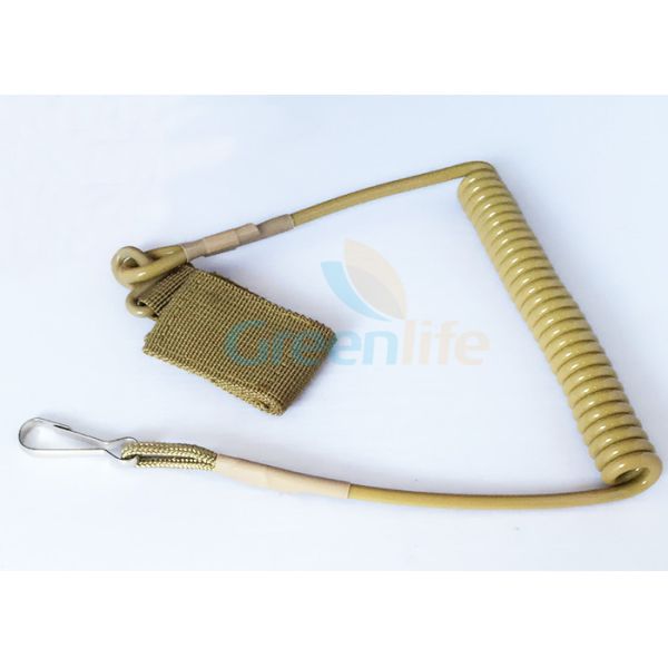 Khaki Military Pistol Lanyard , Rentention Tactical Pistol Sling Secure