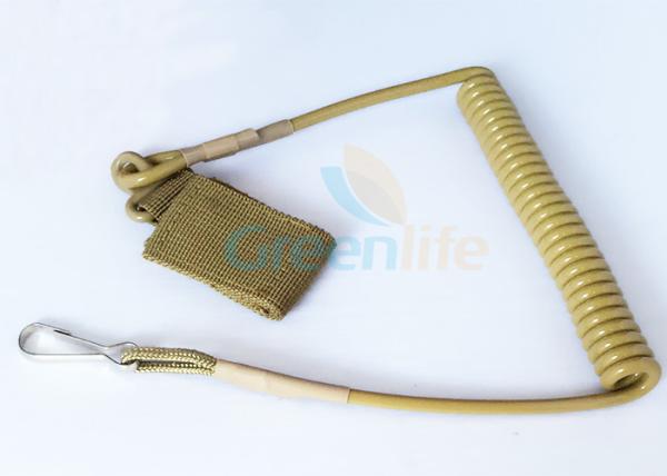 Khaki Military Pistol Lanyard , Rentention Tactical Pistol Sling Secure