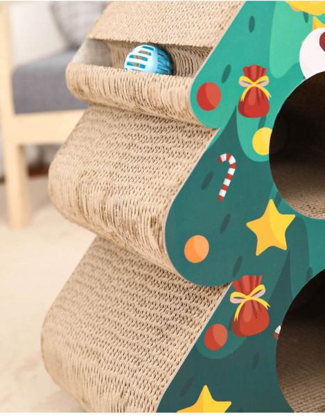 Christmas Tree Cat Scratch Board, Double-Layer Cat Litter, Triangular, Vertical Corrugated Paper, Claw Grinder, Toy