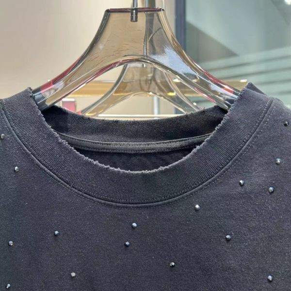 250Gsm Mens Rhinestone T Shirts Unisex Cotton T Shirt With Vintage Wash Oversized Fit In Pink Acid Wash