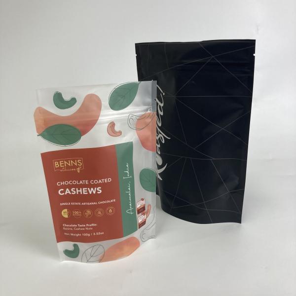 Custom Printed Plastic Matt Finish Stand Up Zipper Bags for Cashews Food Grade Snack Packaging Bags
