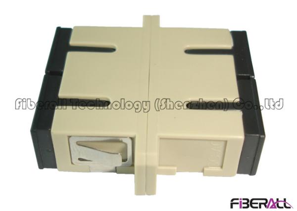 Beige SC Duplex Fiber Optic Adapter With Black Dust Cap For Multimode Fiber
