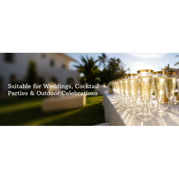 Plastic Champagne Flutes Disposable Glasses, 5oz Clear Champagne Toasting Glasses Bar Bulk Cocktail Cup Suitable for Weddings, Cocktail Parties & Outdoor Celebrations