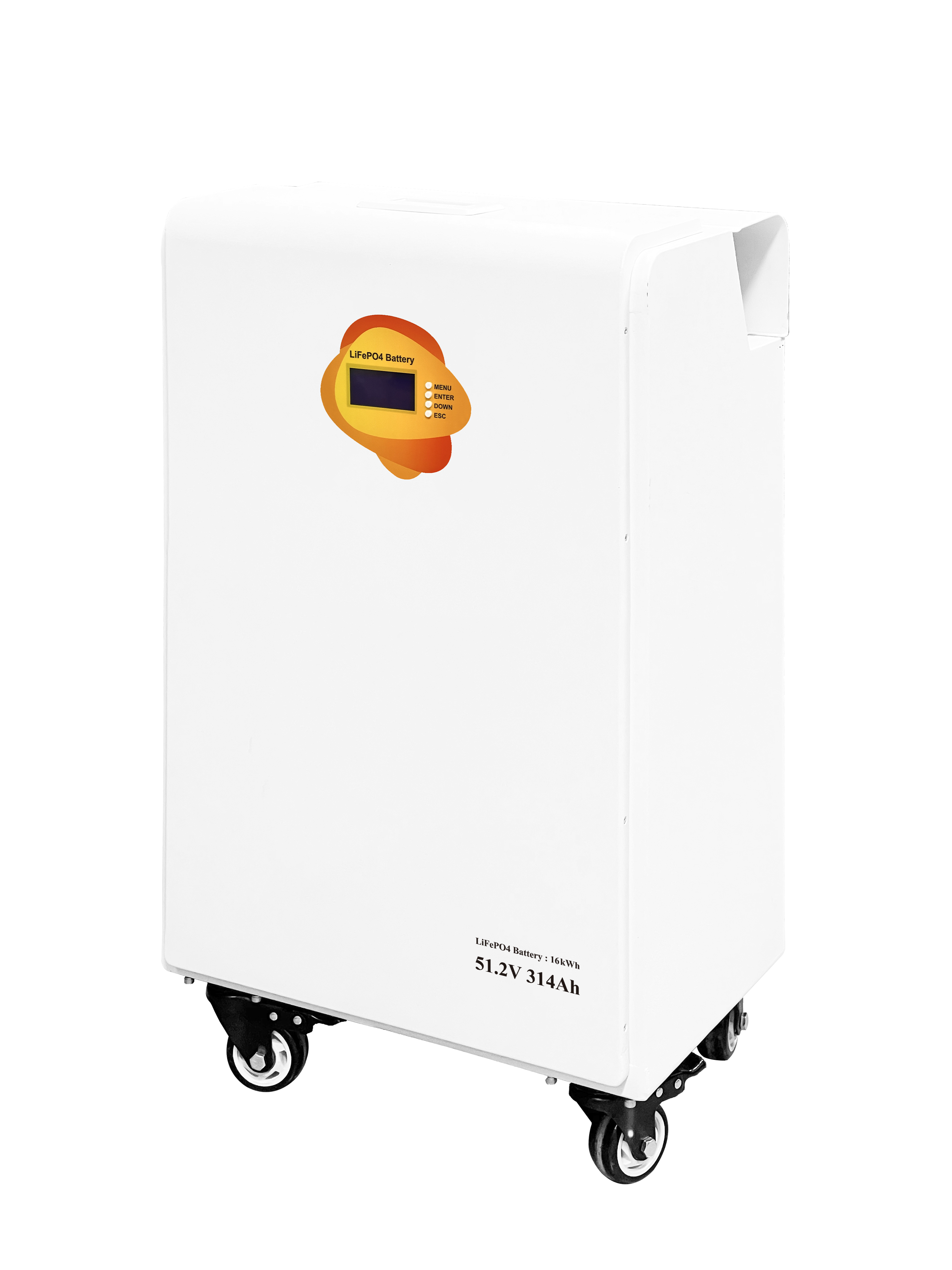 51.2V 314Ah Movable LiFePO4 Battery 15kWh Wall Mount Solar Energy Storage Battery Pack