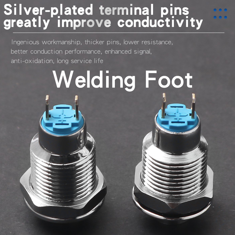 Momentary Metal Push Button Switch 10MM 1NO High Head No LED Self-Reset Jog Switch Welding Foot