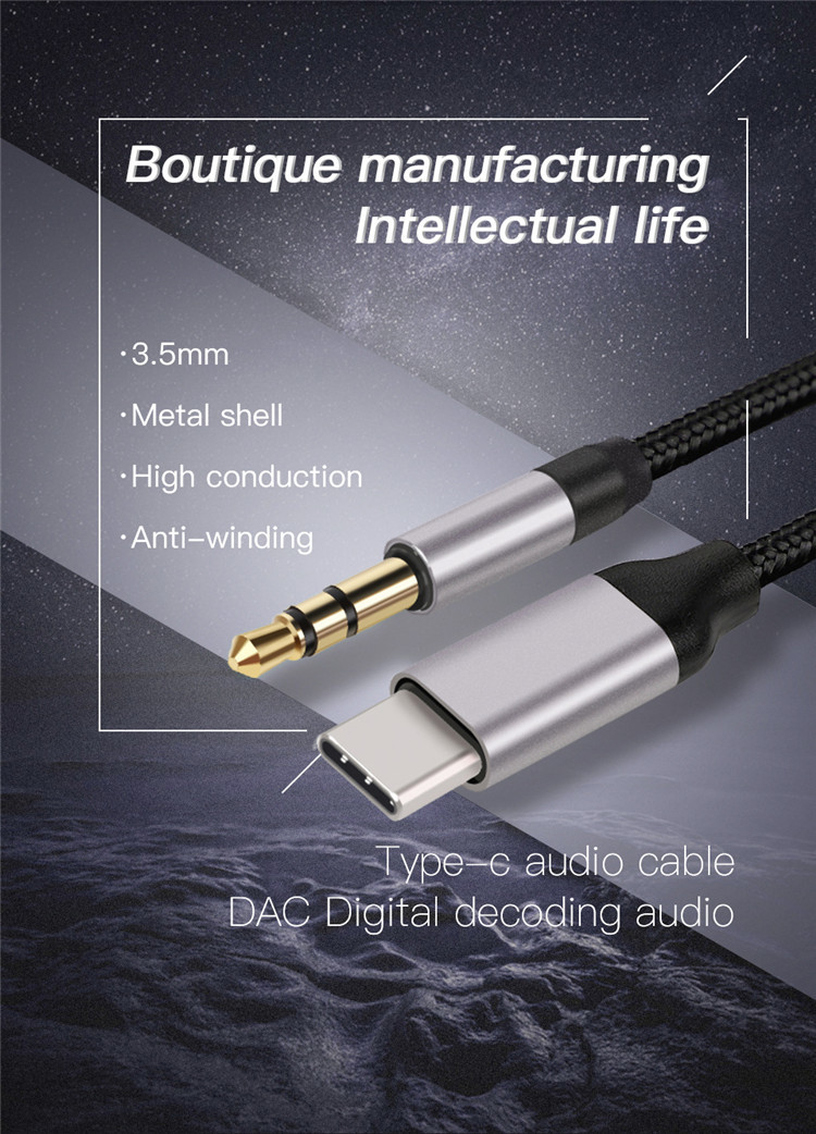 тип кабеля c заряжателя USB 24g 100cm к кабелю 3.5mm аудио вспомогательному Джек