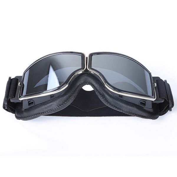 Silicone Strap Customizable Vintage Leather Motorcycle Riding Goggles for Helmet