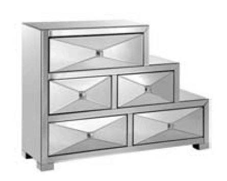 Modern Mirror Furniture Set Step Designer 5 Drawers Mirrored Chest