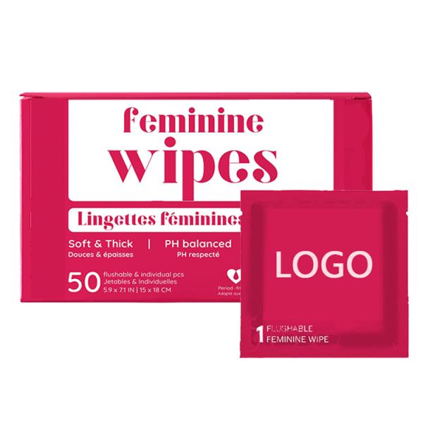 Wholesale 100pcs Ph Balanced 15*18cm Flushable Feminine wipes