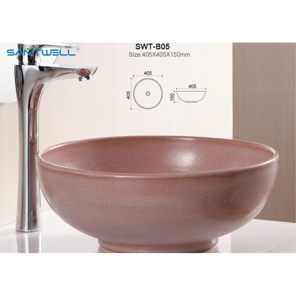 Self Cleaning Glaze Counter Wash Basin Ceramic Wash Basin 405 * 405 * 150mm