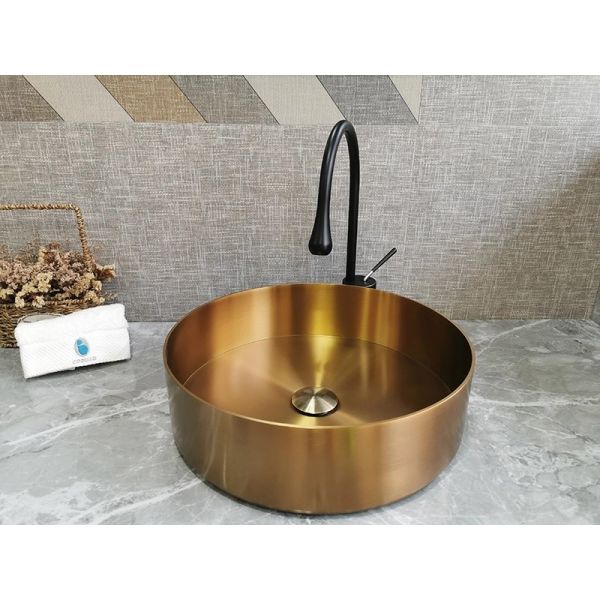 Одиночная круглая ванная комната тонет прочное золото встречной верхней части нержавеющей стали