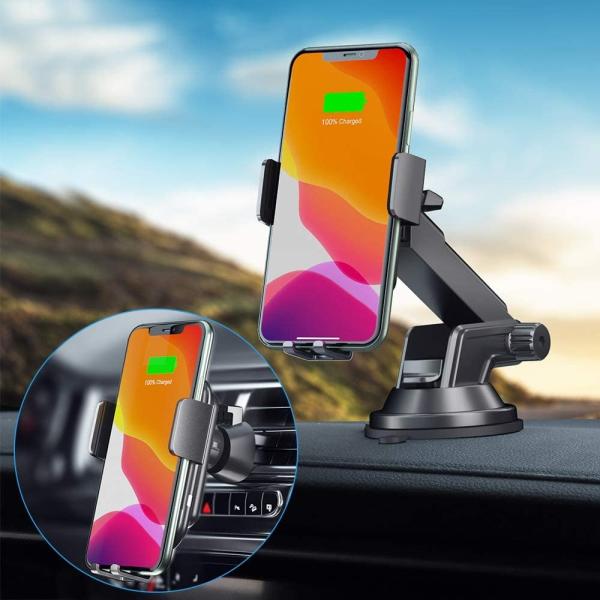 Wireless Car Charger Mount, 10W/7.5W Fast Charging, Adjustable Gravity Air Vent Phone Holder for Car Compatible with iPh