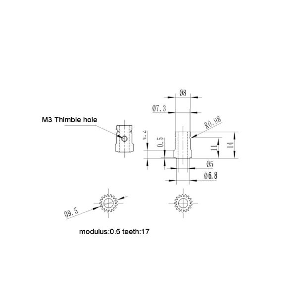 Double Gear 3D Printer 1.75mm Bondtech Extruder Wheel Stainless Steel