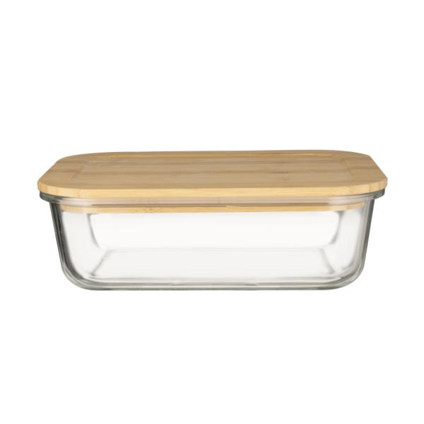 Glass Food Container With Concave Bamboo Lid