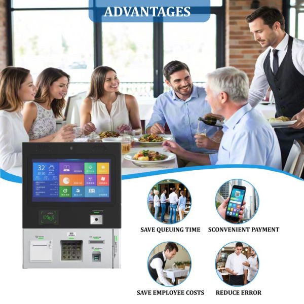 Wall Mounted Hotel Kiosk with 1920x1080 Resolution Touch Screen and Thermal Printer for Self Check-in
