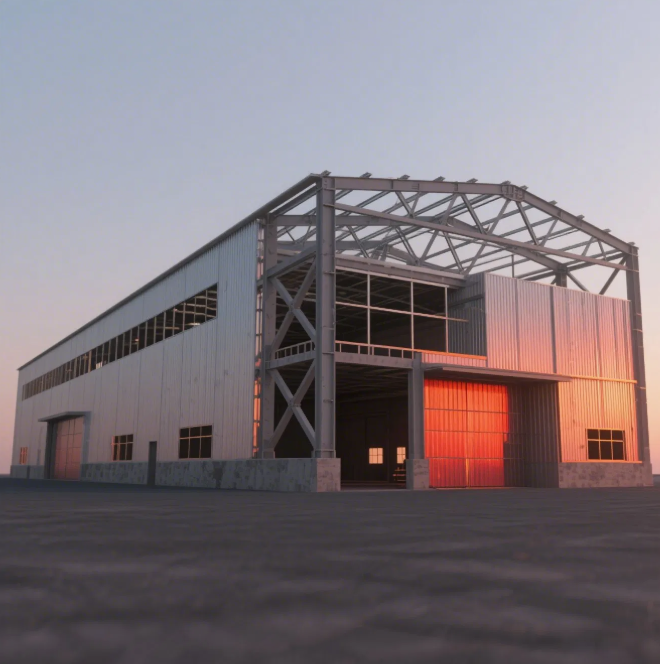 Prefab Steel Structure Warehouse with Clear Span Design, Roof Light Belts & Ventilation
