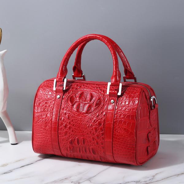 Fashion Lady Purse Genuine Crocodile Leather Women's Small Boston Bag Exotic Real Alligator Skin Female Zipper Handbag