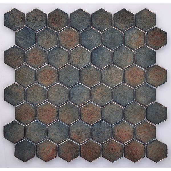 GH4449 Hexagonal Shape Iridescent Glass Mosaic