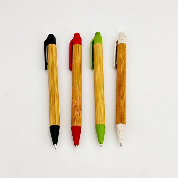 Crayon à bille en bois de bambou créatif en couleurs multiples