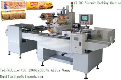 Máquina de embalagem de biscoitos a granel sem bandeja Máquina de embalagem de fluxo para biscoitos 5.2KW Potência 3 Fase 380V Fácil operação