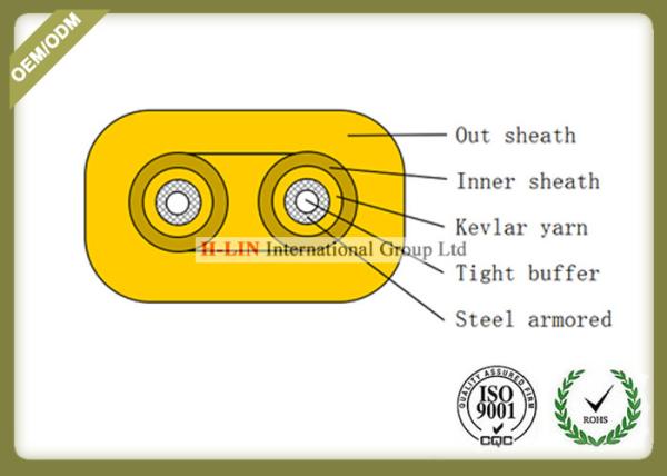 Flat Twin Duplex Armored Indoor Fiber Optic Cable For Connection Network Equipments
