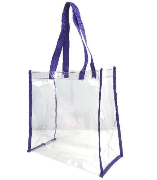 Transparent PVC Promotional Shopping Bags With Long Webbing Shoulder Strap