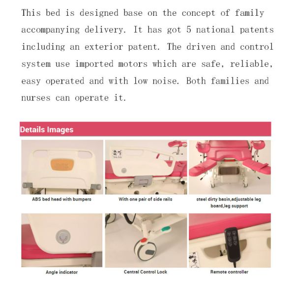 Gynecological Medical Hospital Beds Electric Obstetric Bed Delivery Tables CE ISO Certificate