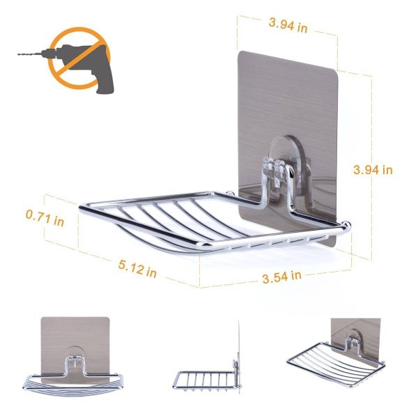 Chrome Bathroom Soap Holder High End Suction Cup Soap Dish  Wall Mount