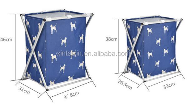 Alu Pipe Polyester Dirty Clothes Basket With Cover Foldable Laundry Hamper